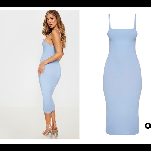 baby blue strappy midi dress